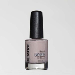 A Bottle Of Revive Nail Lacquer In A Neutral Mauve Shade.