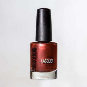 A Bottle Of Revive Natural Lacquer Nail Polish In A Shimmery Reddish-brown Shade, On A White Background.