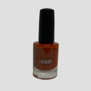 A Bottle Of Cindi Nails Natural Lacquer Nail Polish In A Warm Brown Color.